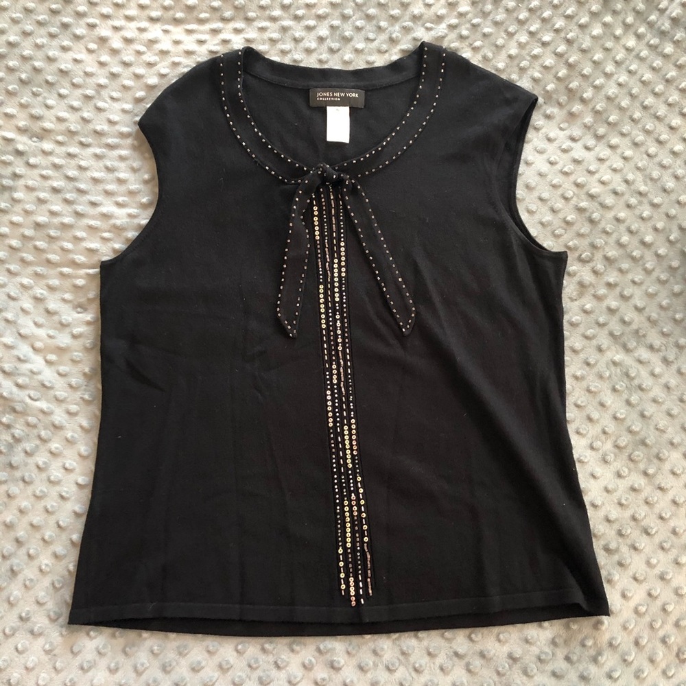 Jones New York Collection black sleeveless sweater